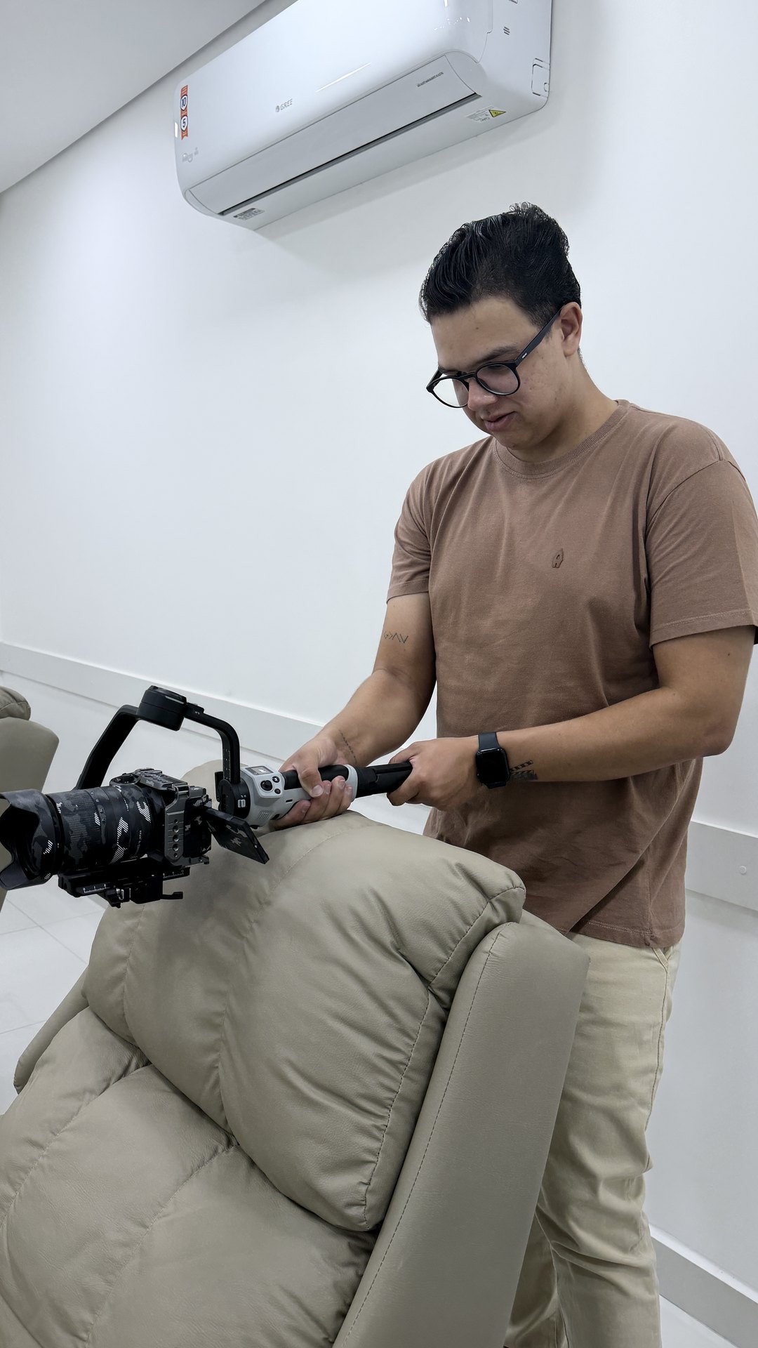 Preparação do estabilizador antes de uma gravação